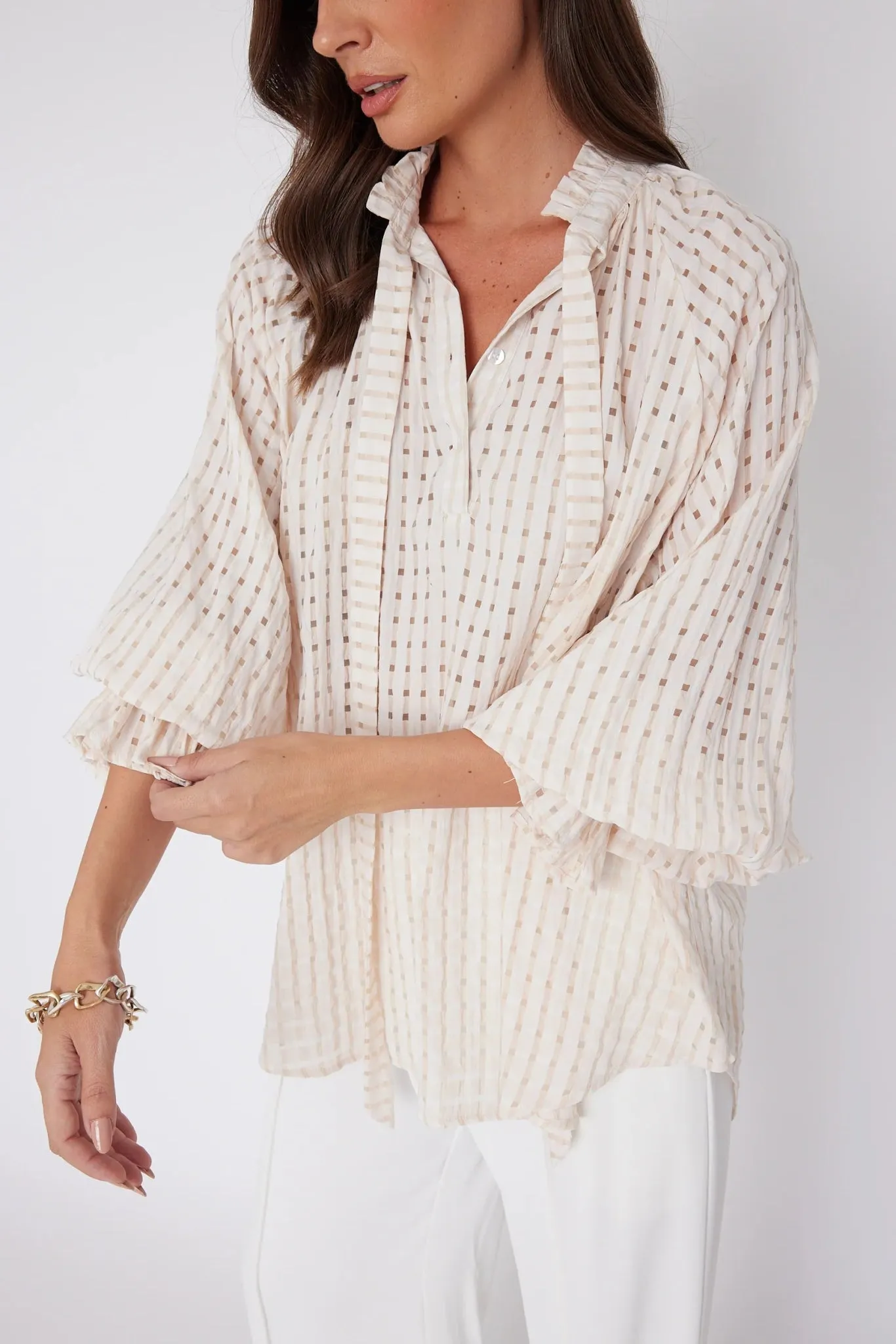 Danill Chequer Blouse | Beige