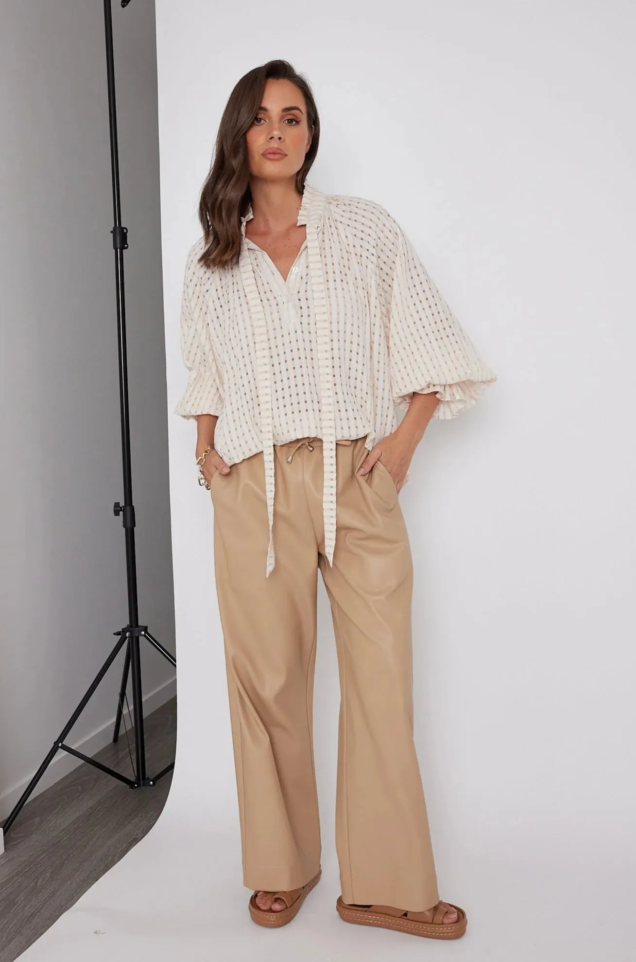 Danill Chequer Blouse | Beige