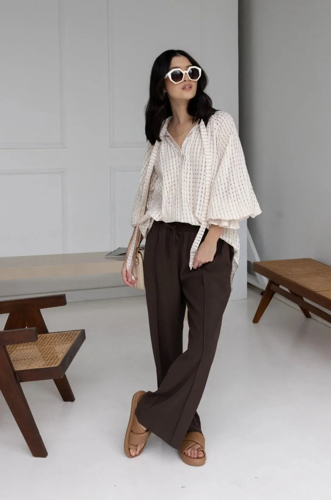 Danill Chequer Blouse | Beige
