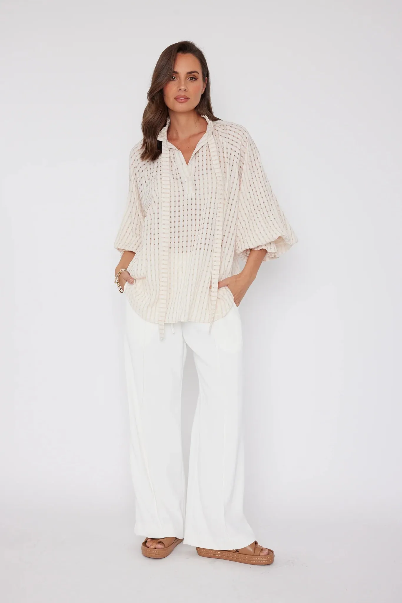 Danill Chequer Blouse | Beige