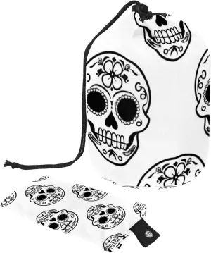 Dark Sugar Skull Flower Travel Cosmetic Bags Makeup Bag for Women, Foldable Drawstring Travel Cosmetic Bags, Portable Toiletry Bucket Bag