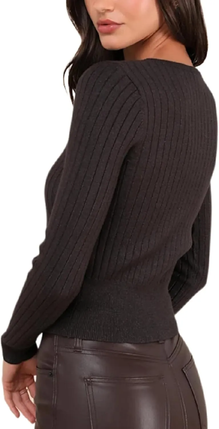 DeftSharp Women's V-Neck Knit Cardigan - Long Sleeve Button-Up Sweater Casual Formal Wear