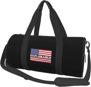 Deplorable American Flag Convertible Garment Bag with Shoulder Strap, Carry on Garment Duffel Bag for Men Women - Rolling Foldable for Travel Luggage Bags (Black)