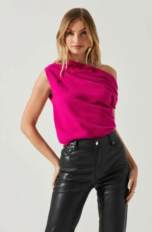 Devin Sleeveless One Shoulder Sweater - Pink