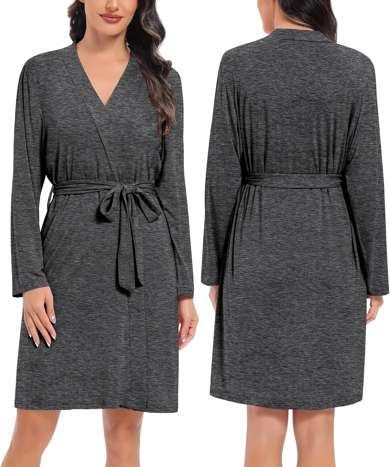 DIKFA Womens Maternity Set 2PCS Nursing Nightgown for Breastfeeding 3 in 1 Labor Delivery Nursing Dress Birthing Bathrobe Set