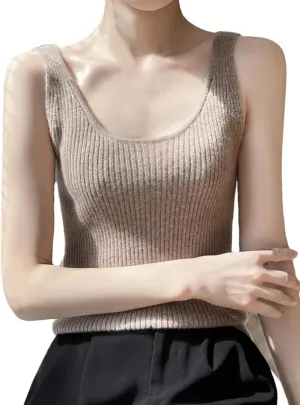 Dninmim Women's Knit Camisole Top V-Neck Sling Thin Inside Stretch Vest