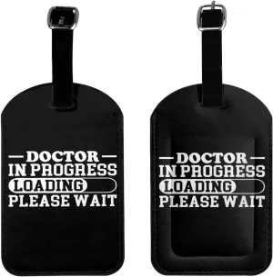 Doctor in Progress Loading Please Wait Luggage Tags for Suitcases PU Leahter Luggage Tag with Privacy Protection Bag Tags Cute Women Men Travel Bag Luggage Accessories