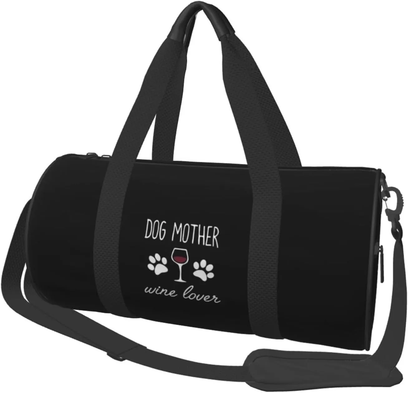 Dog Mother Wine Lover Convertible Garment Bag with Shoulder Strap, Carry on Garment Duffel Bag for Men Women - Rolling Foldable for Travel Luggage Bags (Black)
