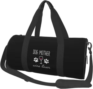 Dog Mother Wine Lover Convertible Garment Bag with Shoulder Strap, Carry on Garment Duffel Bag for Men Women - Rolling Foldable for Travel Luggage Bags (Black)