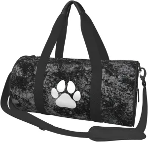 Dog Paw Print Convertible Garment Bag with Shoulder Strap, Carry on Garment Duffel Bag for Men Women - Rolling Foldable for Travel Luggage Bags (Black)