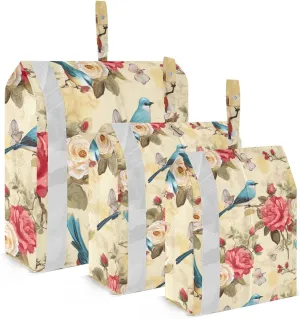 DOMIKING Birds Red Rose Flowers Packing Cubes for Travel Luggage Organizer Hanging Packing Bag for Clothes Suitcases Set of 3
