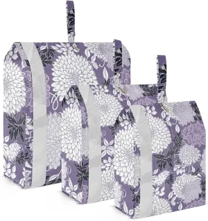 DOMIKING Purple Chinese Florasl Lilac Packing Cubes for Travel Luggage Organizer Hanging Packing Bag for Suitcases Clothes Set of 3