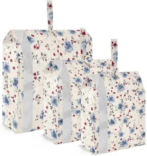 DOMIKING Vintage Blue Floral Packing Cubes for Travel Luggage Organizer Hanging Packing Bag for Carry On Suitcases Clothes Set of 3