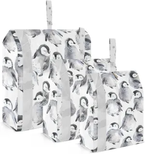 DOMIKING Watercolor Penguin Packing Cubes for Travel Luggage Organizer Hanging Packing Bag for Vacation Home Set of 3