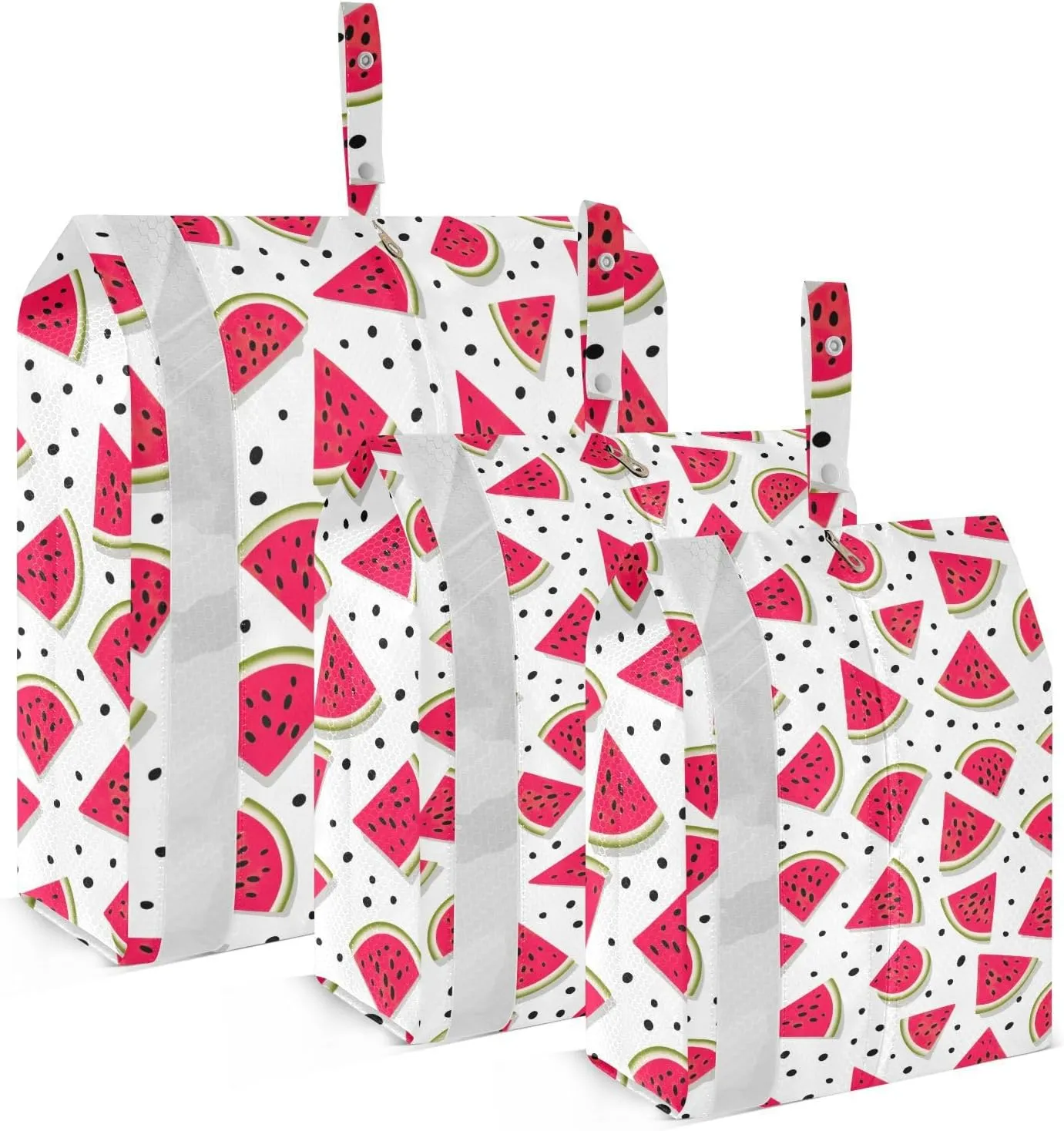 DOMIKING Watermelon Black Spots Packing Cubes for Travel Luggage Organizer Hanging Packing Bag for Suitcase Clothes Set of 3
