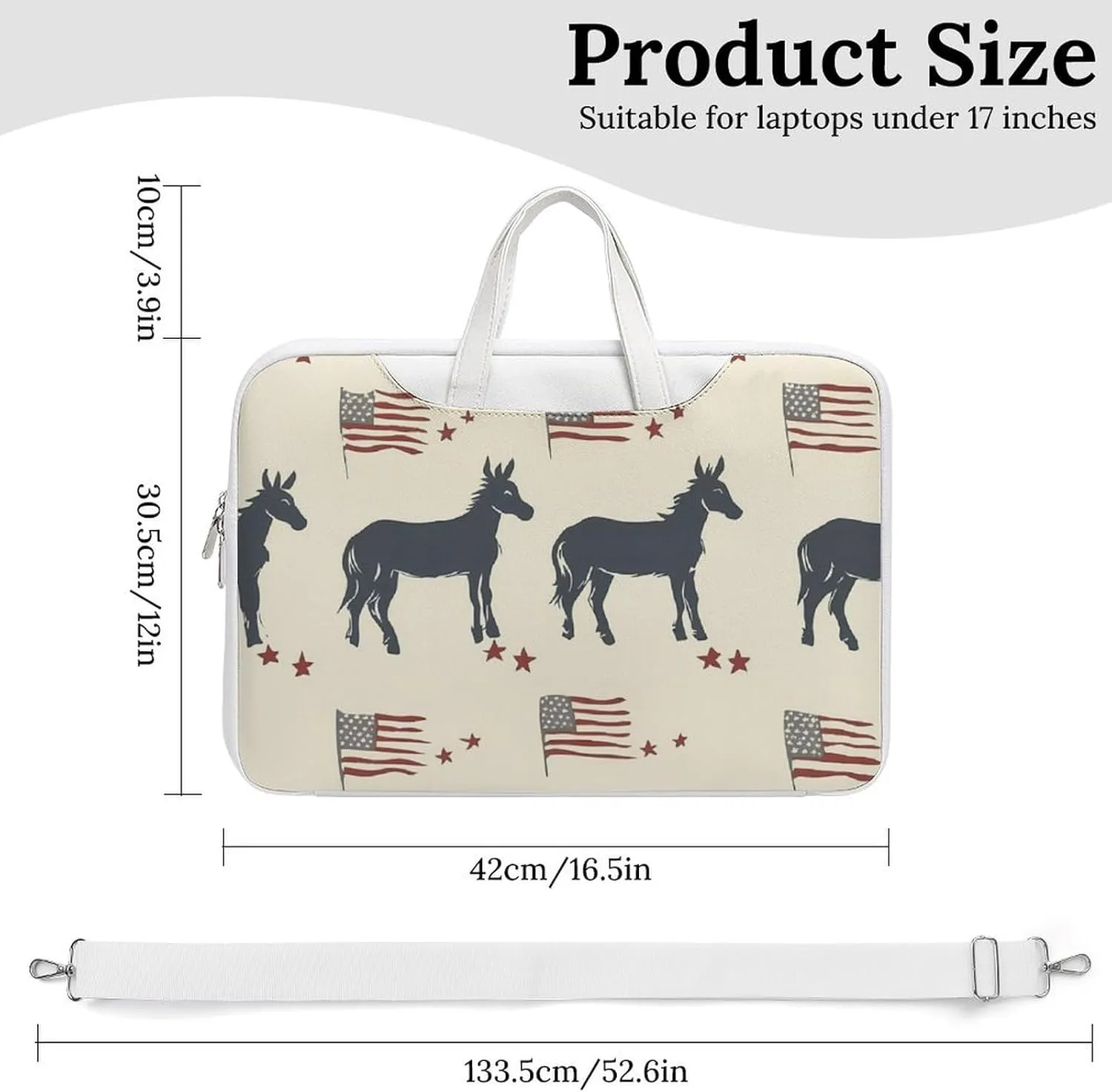 Donkey U.S.A Flag Leather Bag Laptop Case Slim Water Resistant Computer Bags with Handle Briefcase for Work