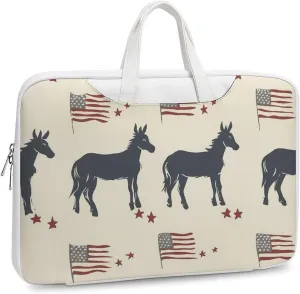 Donkey U.S.A Flag Leather Bag Laptop Case Slim Water Resistant Computer Bags with Handle Briefcase for Work