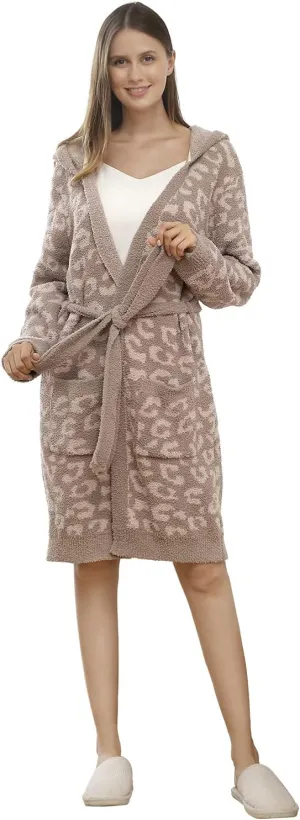 DOOWELL Women's Knit Lightweight Absorbent Robes, Soft Spa Bathrobe Loungewear with Pockets