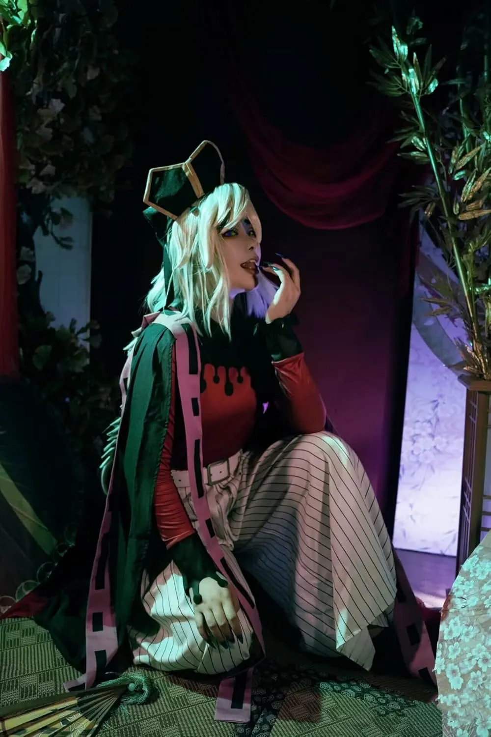 Douma CosplayDouma CostumeAnime Douma Kimono Suit Cosplay Costume Halloween Robes Cloak Full Set with Wig