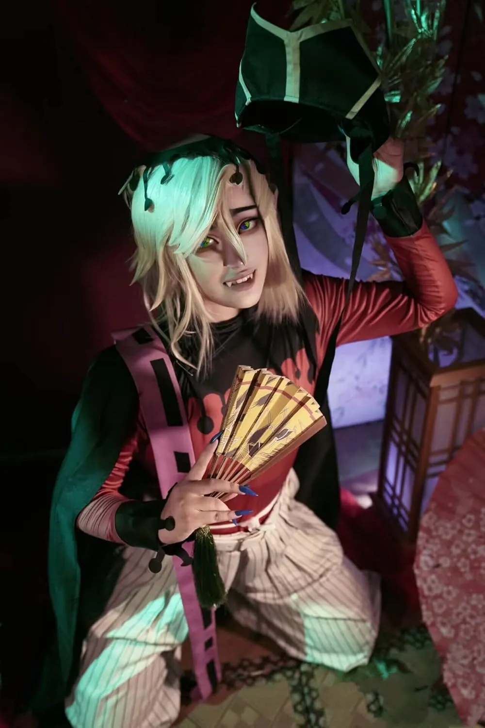 Douma CosplayDouma CostumeAnime Douma Kimono Suit Cosplay Costume Halloween Robes Cloak Full Set with Wig