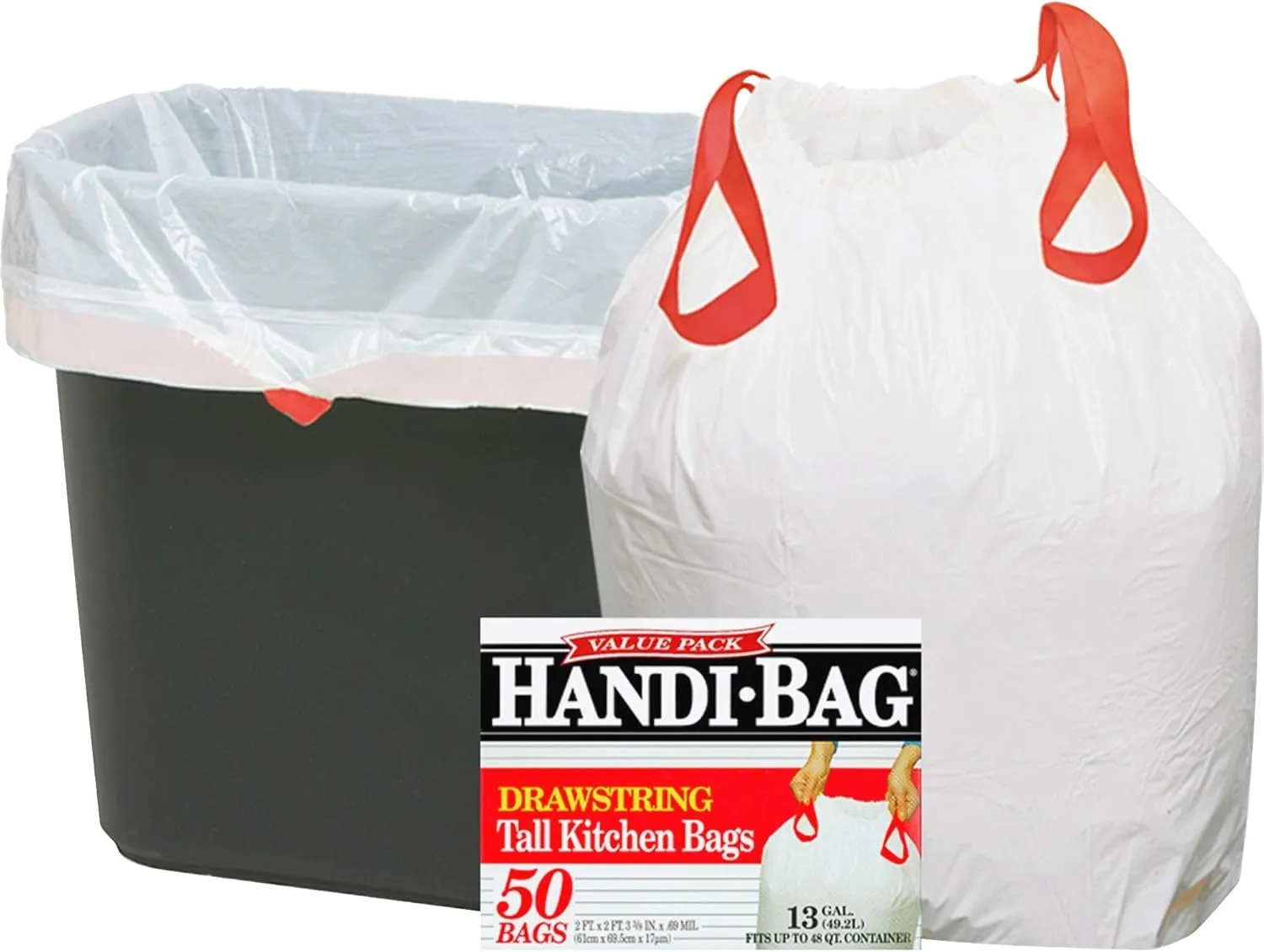 drawstring tall kitchen bags, 13 Gallon, 61cm*69.5cm, 50/Box