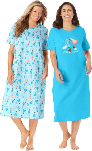 Dreams & Co. Plus Size 2-Pack Long Sleepshirts