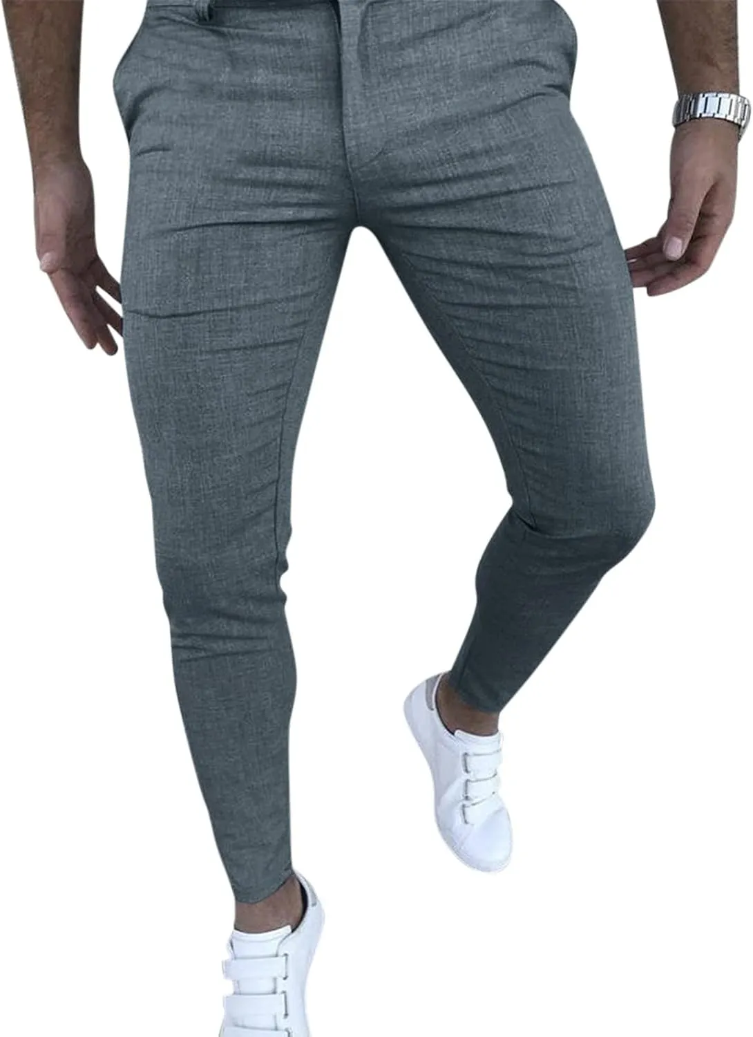 Dress Pants for Men Slim Fit Stretch Golf Dress Pants Casual Zip Up Business Work Pants Stylish Vintage Chinos with Pockets