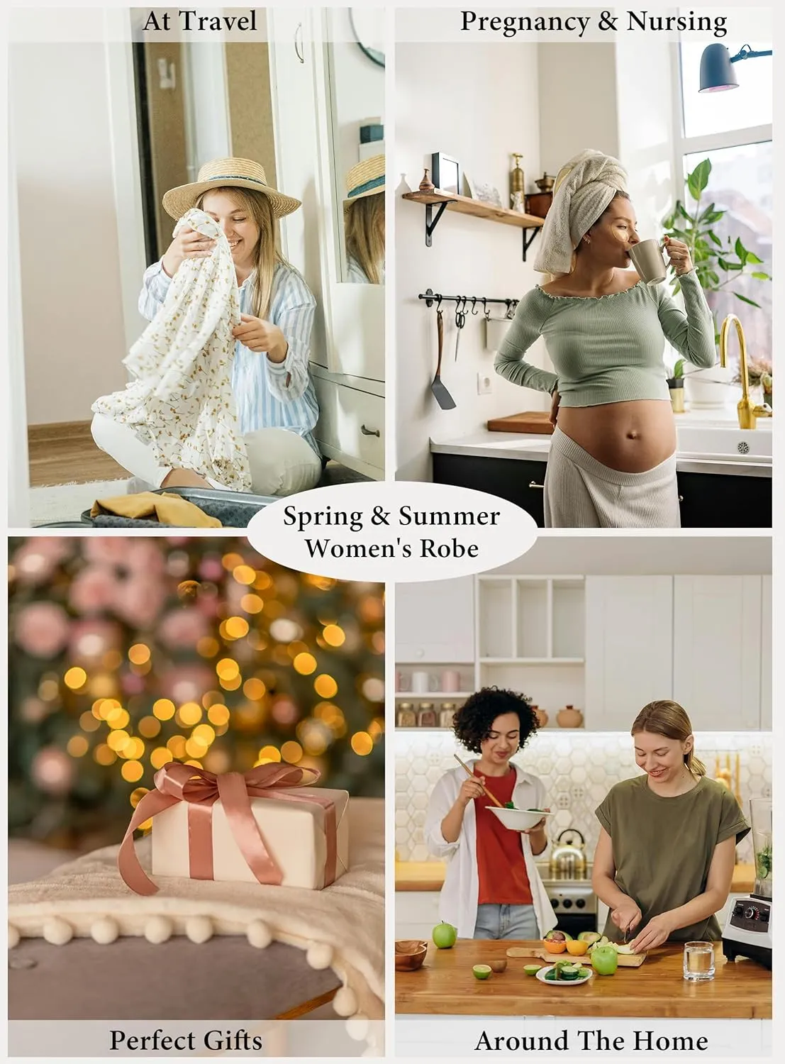 EA'S SECRET Robes for Women Summer Lightweight Bathrobe Bamboo Short Kimono Robe Soft Spa Bath robe Sleepwear for Ladies