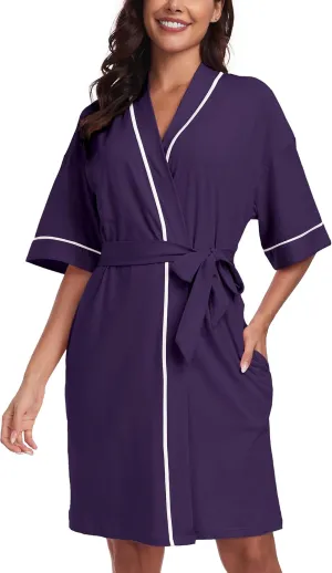 EA'S SECRET Robes for Women Summer Lightweight Bathrobe Bamboo Short Kimono Robe Soft Spa Bath robe Sleepwear for Ladies
