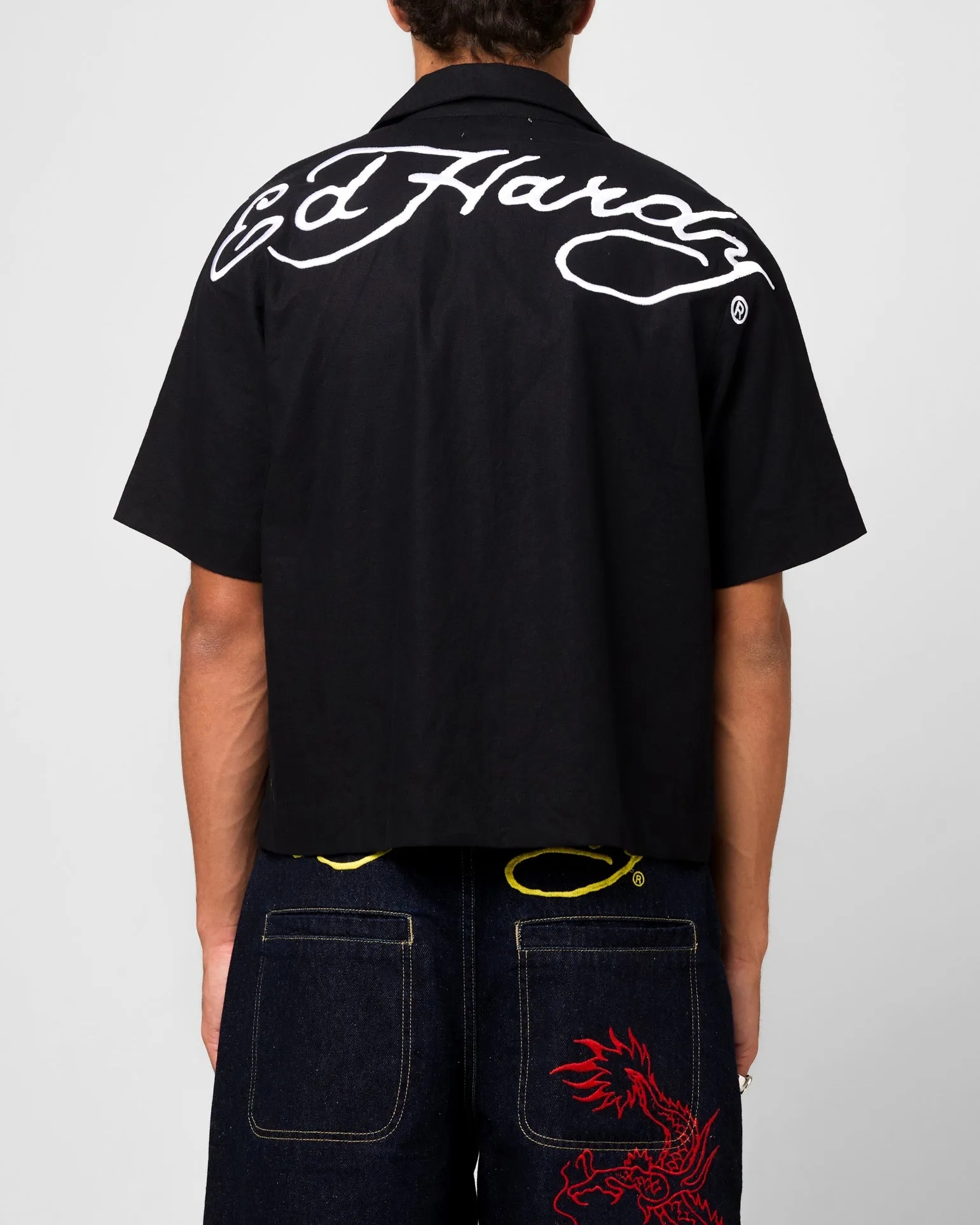 Ed Hardy Dragon Button Up Shirt Black