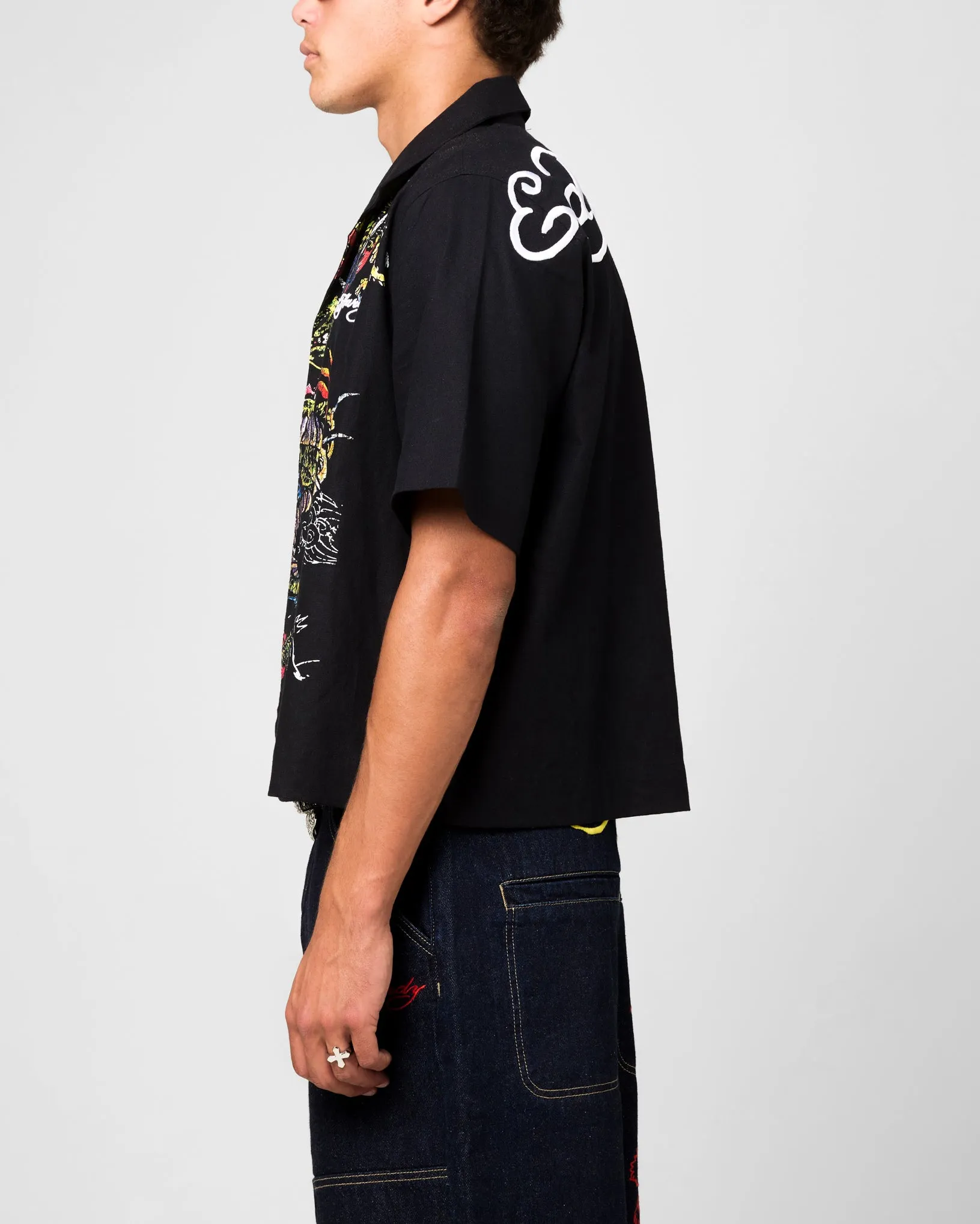 Ed Hardy Dragon Button Up Shirt Black