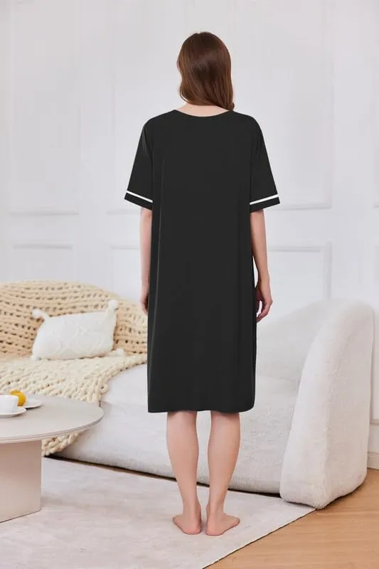 Ekouaer Women Zipper Robe Short Sleeve Duster Housecoat Short Bathrobes Zip Front Nightgown with Pockets S-3XL