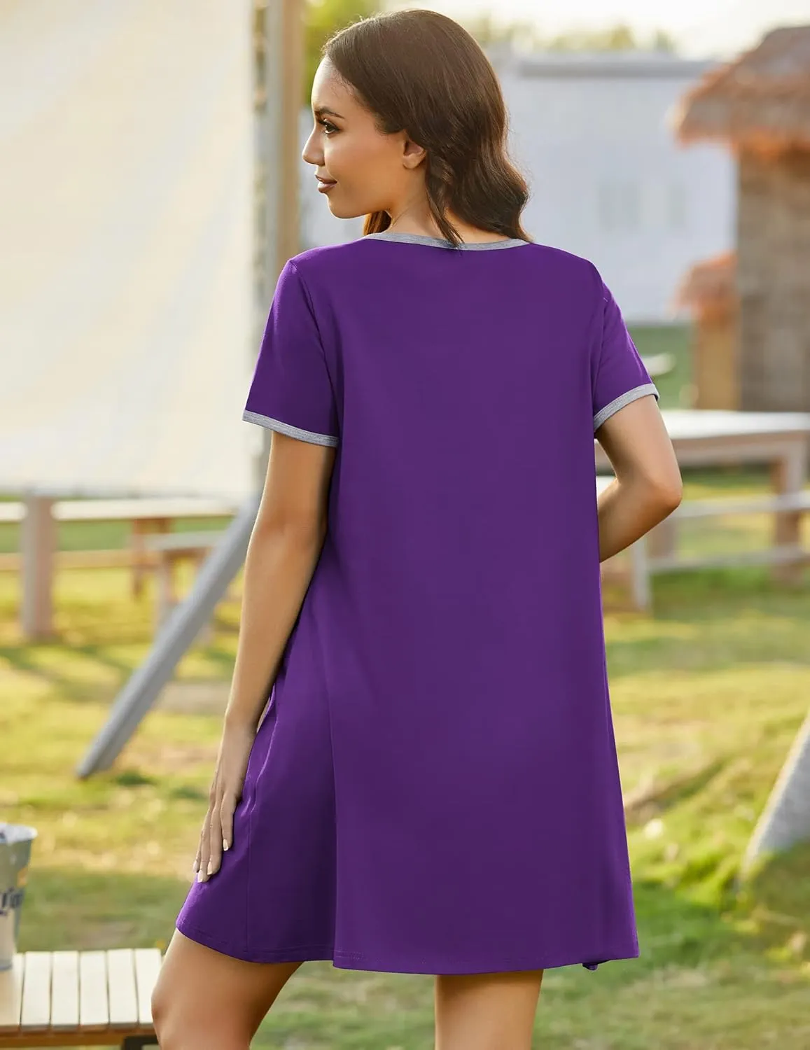 Ekouaer Zip Up Robes for Women Short Sleeves Zipper House Coat Short Bathrobes Lightweight Nightgown with Pockets S-3XL