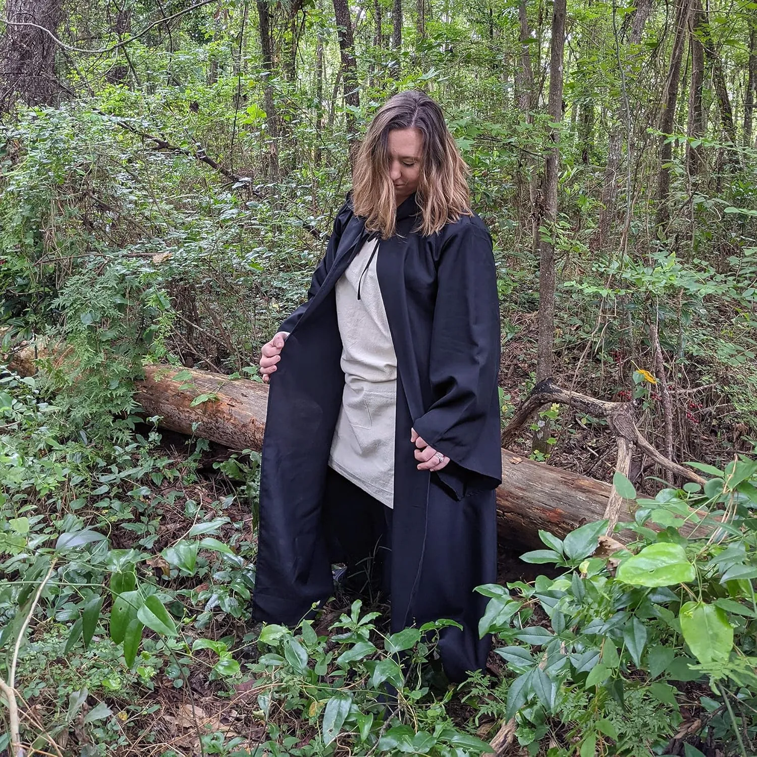 Everfan Adult Hooded Robe with Sleeves | Wizard, Jedi, Monk, Medieval Cosplay Cape, LARP Halloween Costume for Adults