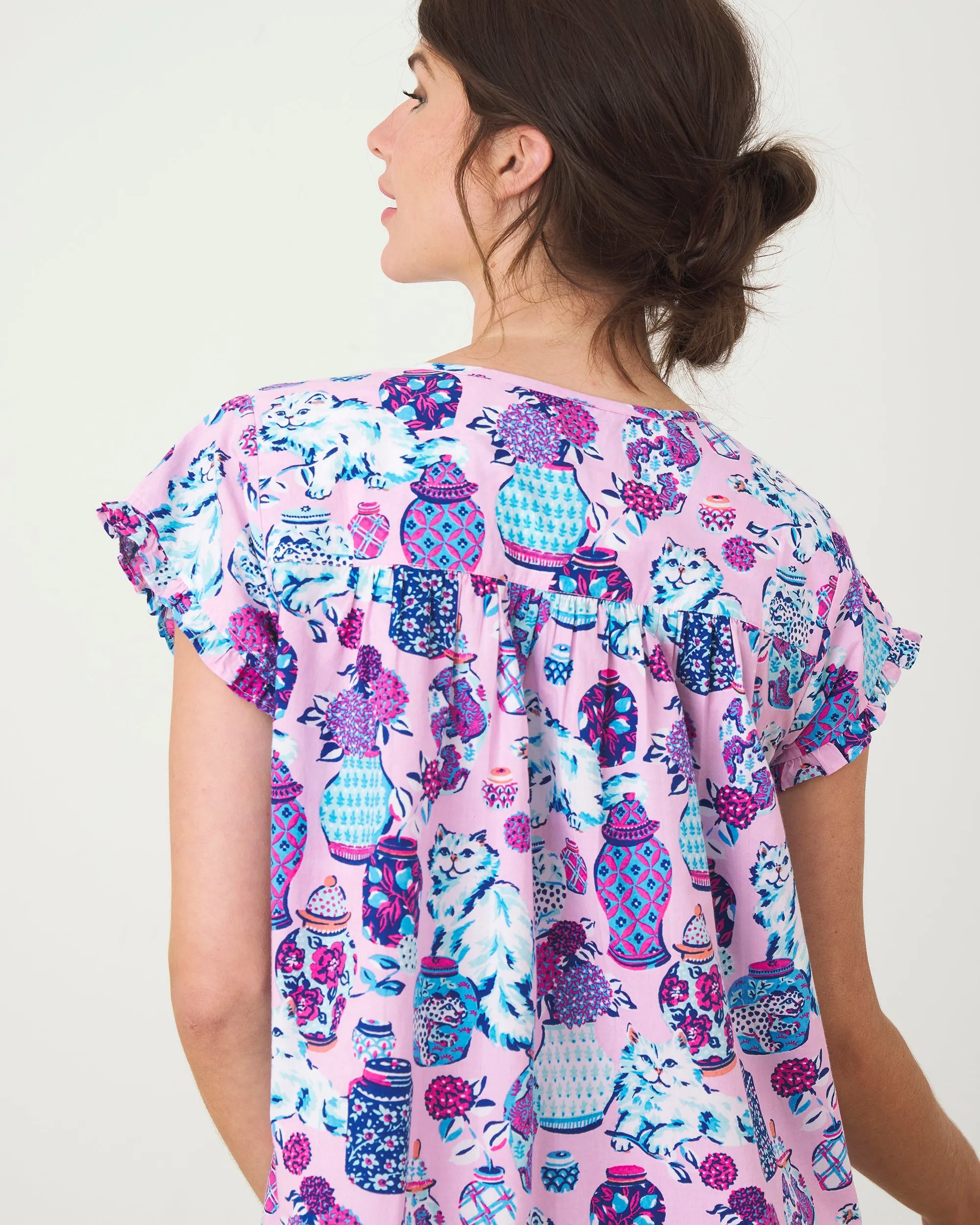 Fancy Cat - Pintuck Nightgown - Rose