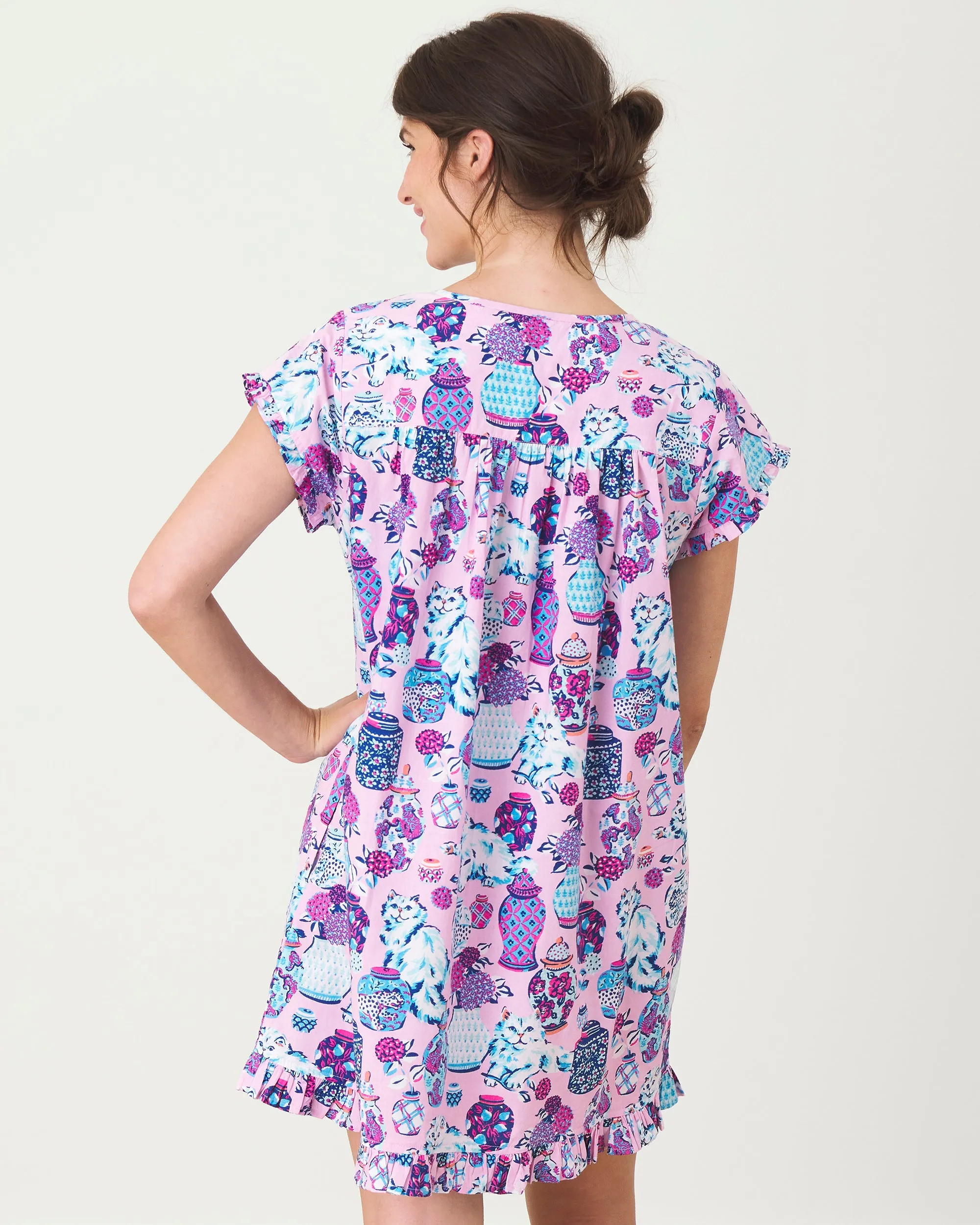 Fancy Cat - Pintuck Nightgown - Rose