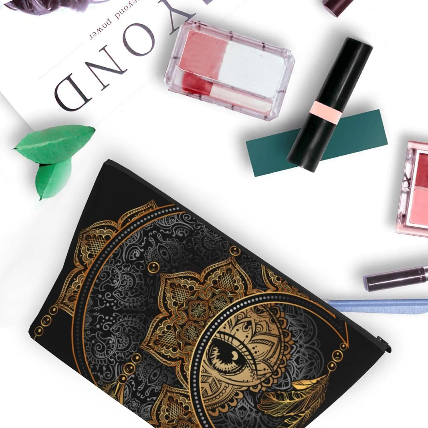 Fashion Cosmetic Storage Bag Compatible with Mandala Boho Moon Sun Dreamcatcher Small Pouch, Large Capacity for Makeup Pencil Cash, Waterproof Oxford Pouch for Women Men