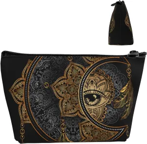 Fashion Cosmetic Storage Bag Compatible with Mandala Boho Moon Sun Dreamcatcher Small Pouch, Large Capacity for Makeup Pencil Cash, Waterproof Oxford Pouch for Women Men