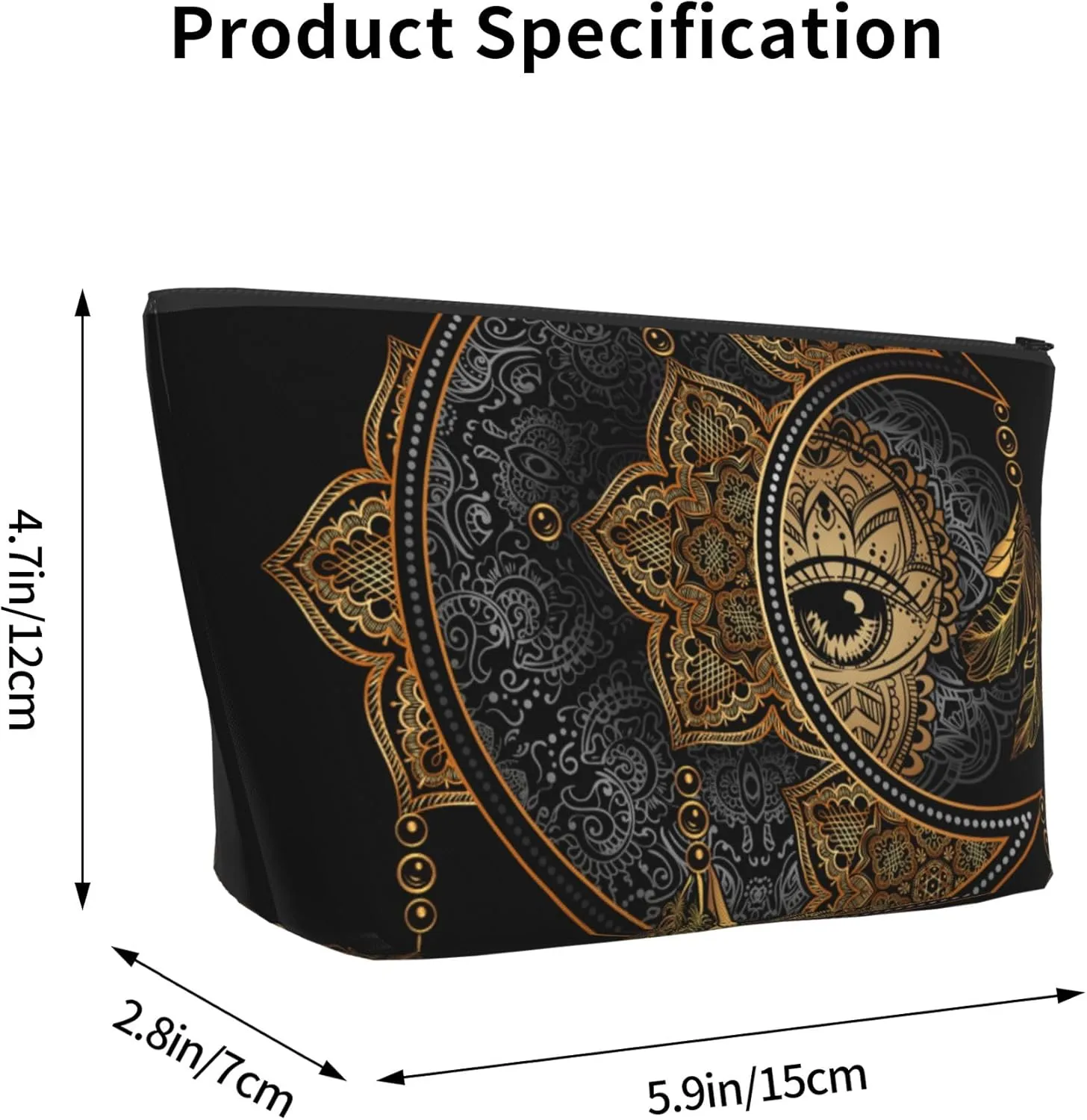 Fashion Cosmetic Storage Bag Compatible with Mandala Boho Moon Sun Dreamcatcher Small Pouch, Large Capacity for Makeup Pencil Cash, Waterproof Oxford Pouch for Women Men