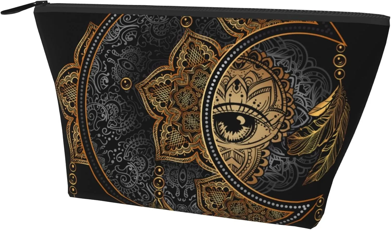 Fashion Cosmetic Storage Bag Compatible with Mandala Boho Moon Sun Dreamcatcher Small Pouch, Large Capacity for Makeup Pencil Cash, Waterproof Oxford Pouch for Women Men