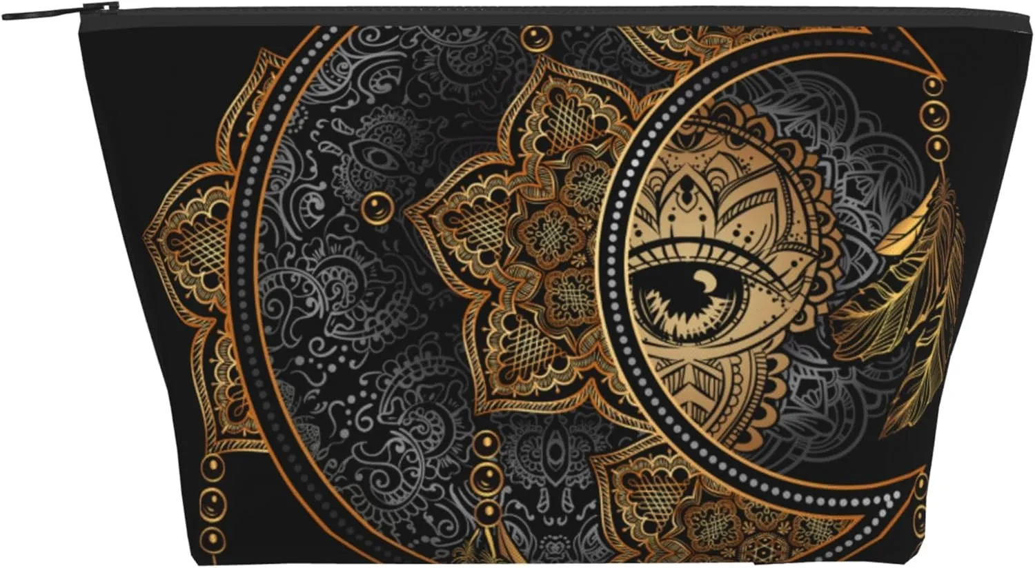 Fashion Cosmetic Storage Bag Compatible with Mandala Boho Moon Sun Dreamcatcher Small Pouch, Large Capacity for Makeup Pencil Cash, Waterproof Oxford Pouch for Women Men