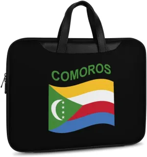Flag of Comoros Leather Bag Laptop Case Slim Water Resistant Computer Bags with Handle Briefcase for Work