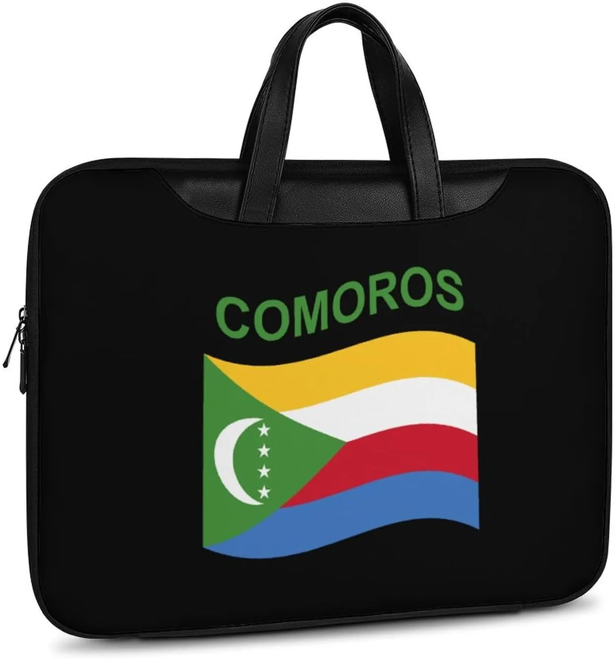 Flag of Comoros Leather Bag Laptop Case Slim Water Resistant Computer Bags with Handle Briefcase for Work