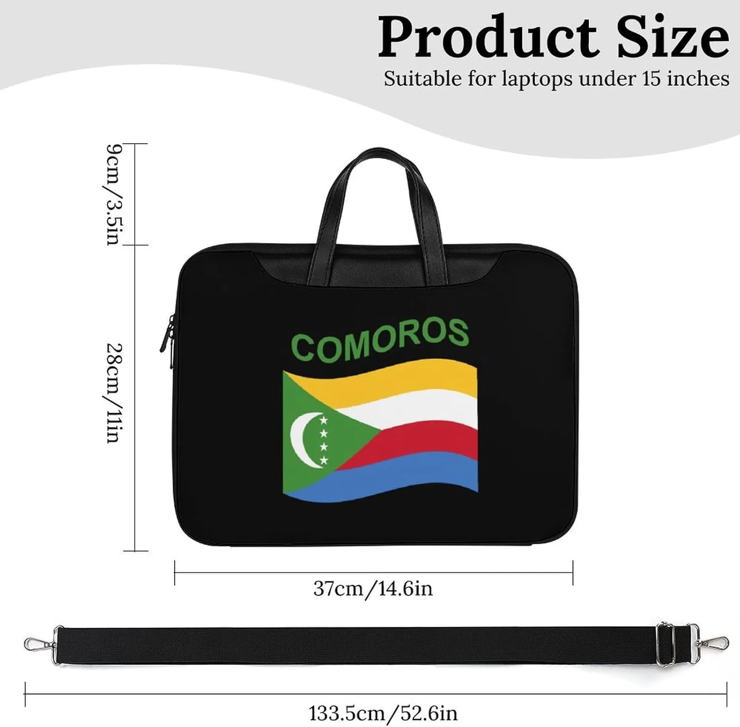 Flag of Comoros Leather Bag Laptop Case Slim Water Resistant Computer Bags with Handle Briefcase for Work