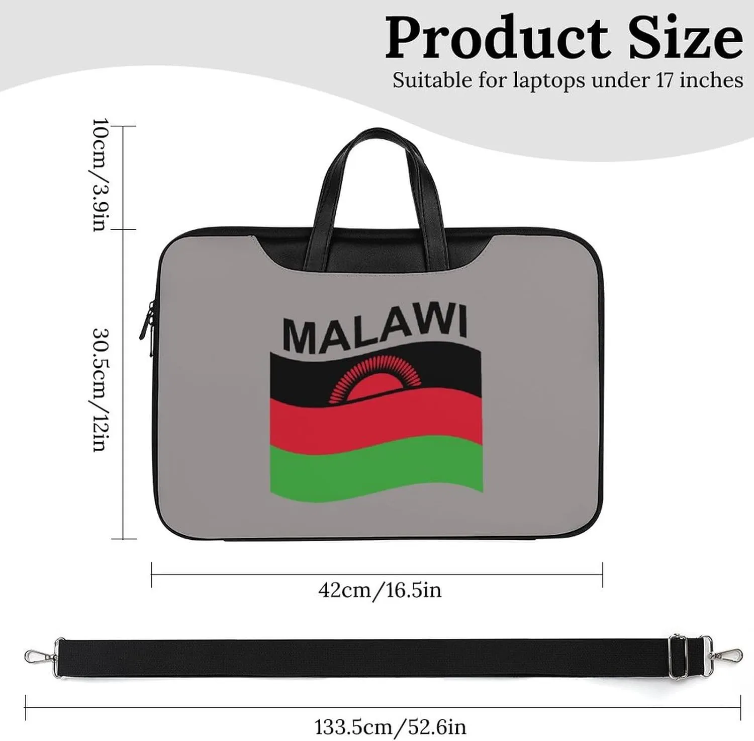 Flag of Malawi Leather Bag Laptop Case Slim Water Resistant Computer Bags with Handle Briefcase for Work