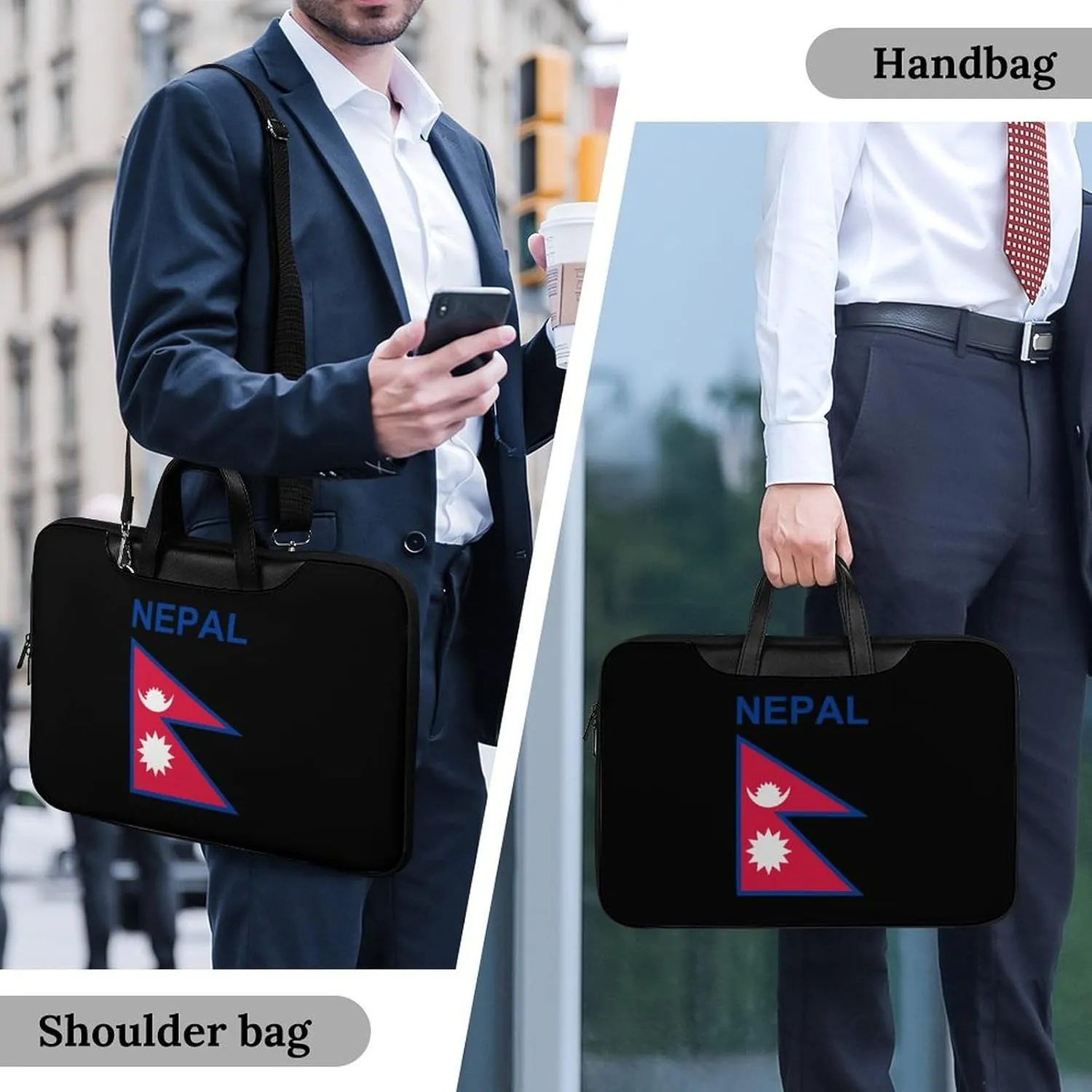 Flag of Nepal Leather Bag Laptop Case Slim Water Resistant Computer Bags with Handle Briefcase for Work