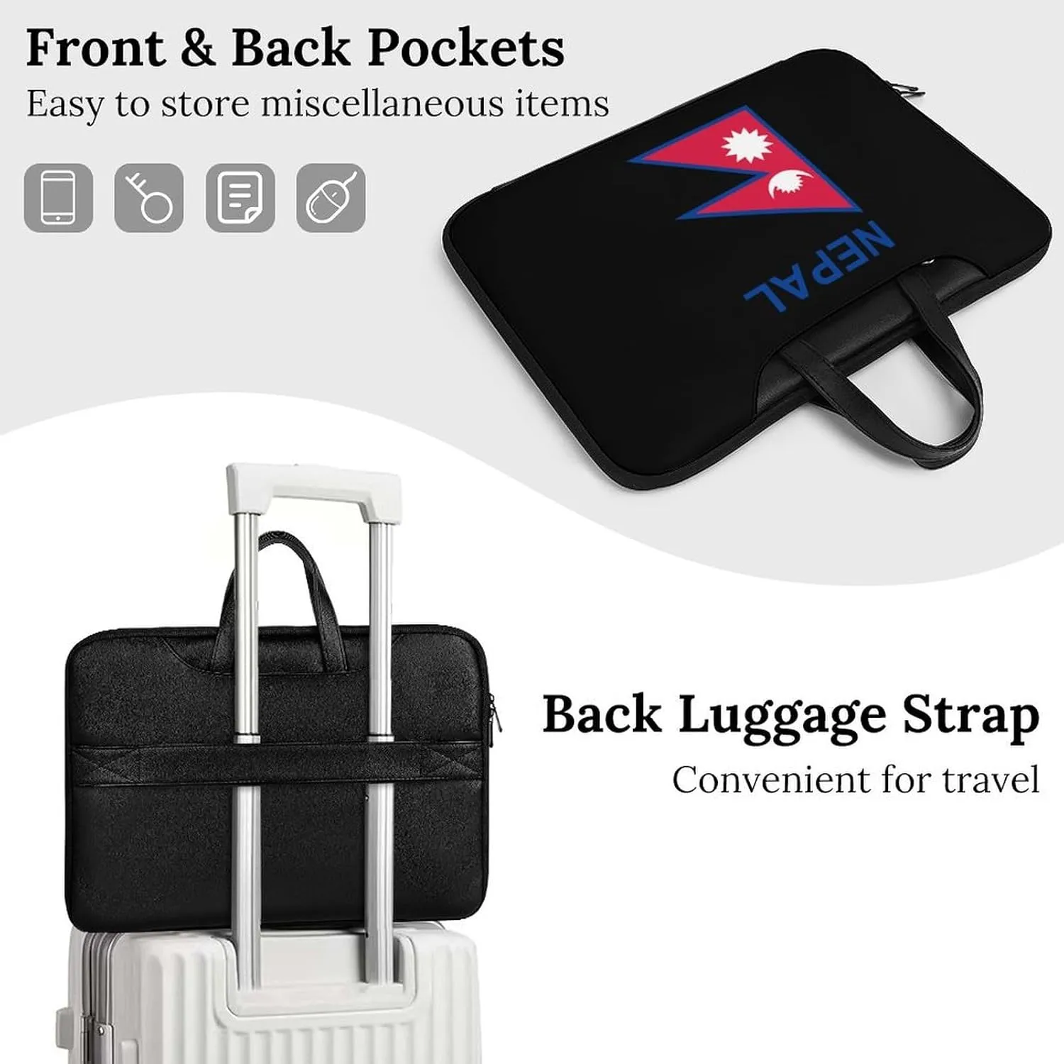 Flag of Nepal Leather Bag Laptop Case Slim Water Resistant Computer Bags with Handle Briefcase for Work