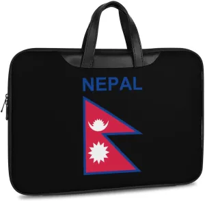 Flag of Nepal Leather Bag Laptop Case Slim Water Resistant Computer Bags with Handle Briefcase for Work