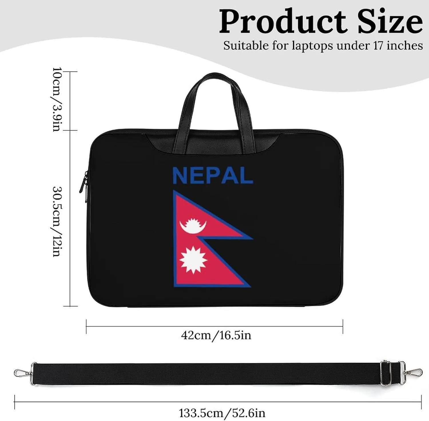 Flag of Nepal Leather Bag Laptop Case Slim Water Resistant Computer Bags with Handle Briefcase for Work