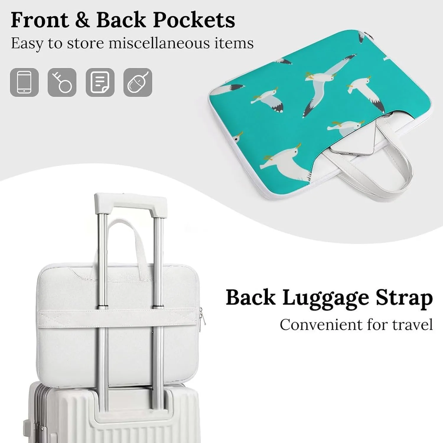 Flying Seagulls Leather Bag Laptop Case Slim Water Resistant Computer Bags with Handle Briefcase for Work